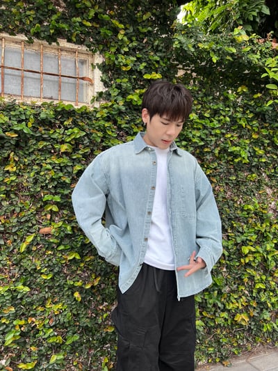 條紋水洗春季棉質襯衫外套8