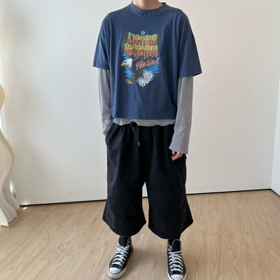 飛鷹印花水洗短版TEE1