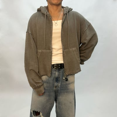 【🇰🇷】中磅毛巾布重水洗染色 Boxy 短版連帽夾克7