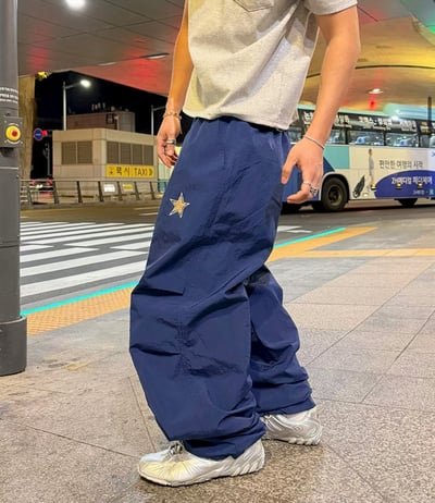 星芒尼龍寬褲5