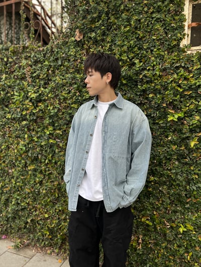 條紋水洗春季棉質襯衫外套6