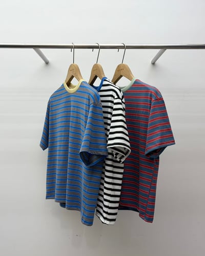 撞色領口寬版細條紋TEE4