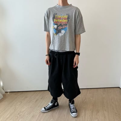 飛鷹印花水洗短版TEE2