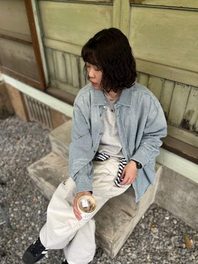 條紋水洗春季棉質襯衫外套4