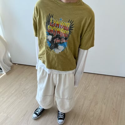 飛鷹印花水洗短版TEE5