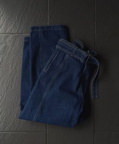 🇰🇷⭐️腰帶設計十字拼接線闊腿牛仔褲（男女款）4