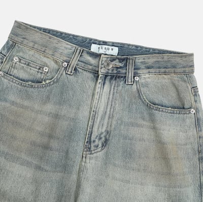 『現貨』🇰🇷 奶油骯髒做舊水洗牛仔褲9