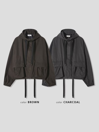 寬鬆闊版短款抗皺連帽衝鋒外套9