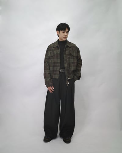 【fuchun】【🇰🇷】短款收腰 格紋 哈靈頓外套1