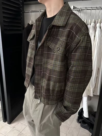 【fuchun】【🇰🇷】短款收腰 格紋 哈靈頓外套6