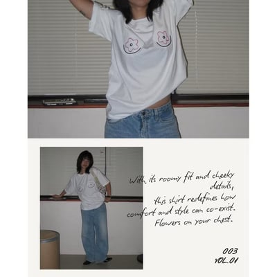 🇹🇭  🌼 手工花卉刺繡 Oversized Tee1