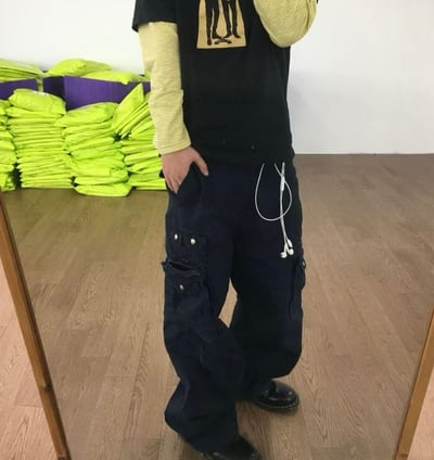 紐扣復古工裝褲2