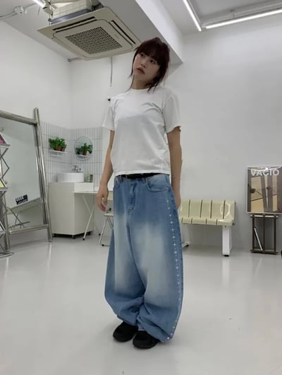 Stud Line Balloon Denim Pants 側邊鉚釘牛仔褲5