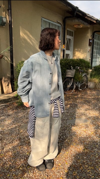 條紋水洗春季棉質襯衫外套3