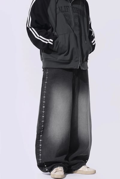 Stud Line Balloon Denim Pants 側邊鉚釘牛仔褲13
