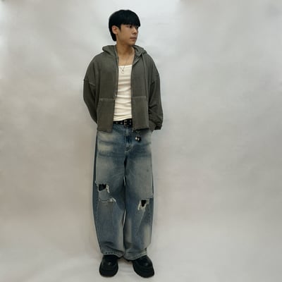 【🇰🇷】中磅毛巾布重水洗染色 Boxy 短版連帽夾克2