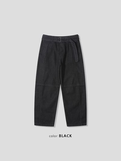 🇰🇷⭐️腰帶設計十字拼接線闊腿牛仔褲（男女款）15