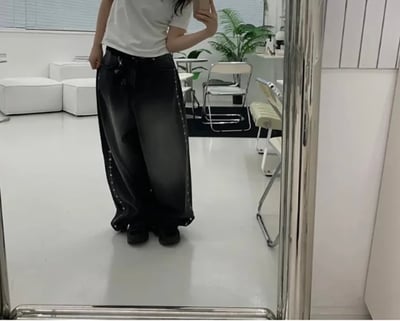Stud Line Balloon Denim Pants 側邊鉚釘牛仔褲10