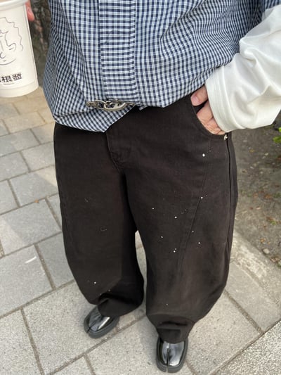 潑漆朔夜繭型褲2