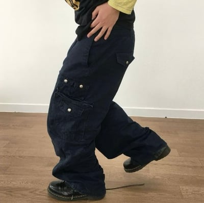 紐扣復古工裝褲1