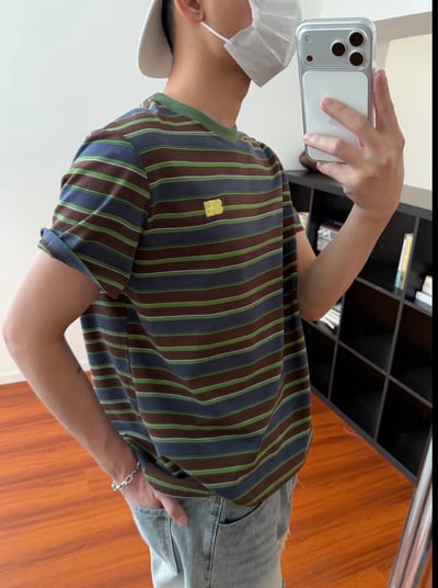短寬撞色條紋短T2