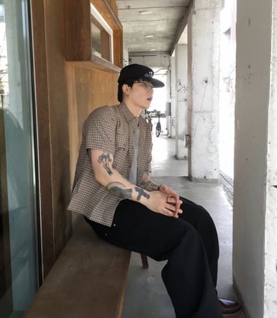 短版雙口袋格紋襯衫8