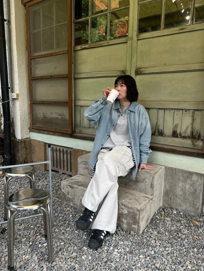 條紋水洗春季棉質襯衫外套5