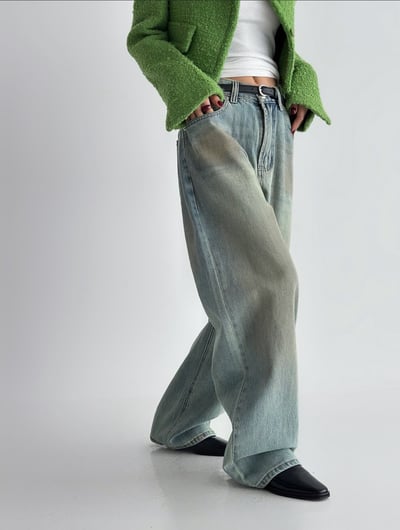 『現貨』🇰🇷 奶油骯髒做舊水洗牛仔褲3