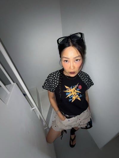 韓國🇰🇷星星復古插肩短袖TEE2
