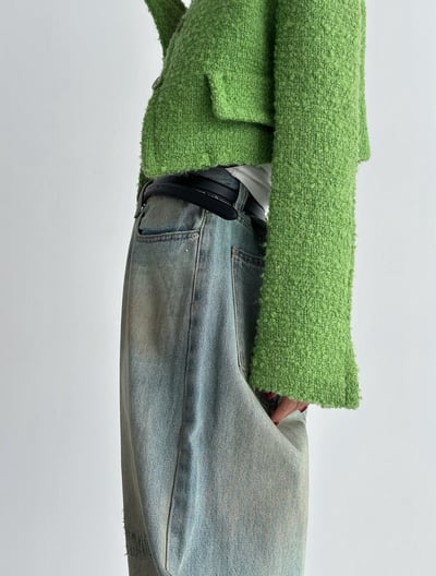 『現貨』🇰🇷 奶油骯髒做舊水洗牛仔褲2