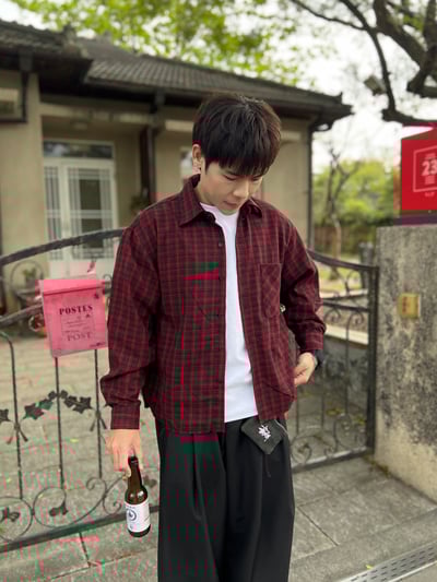 毛邊流蘇格紋襯衫2