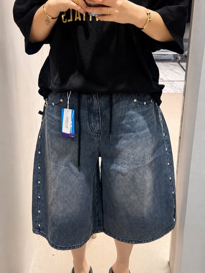 銀星點綴丹寧短褲1