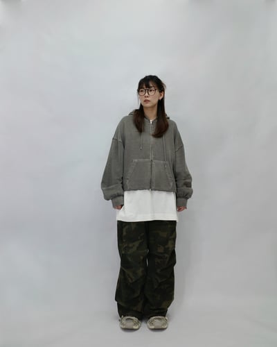 【🇰🇷】中磅毛巾布重水洗染色 Boxy 短版連帽夾克5