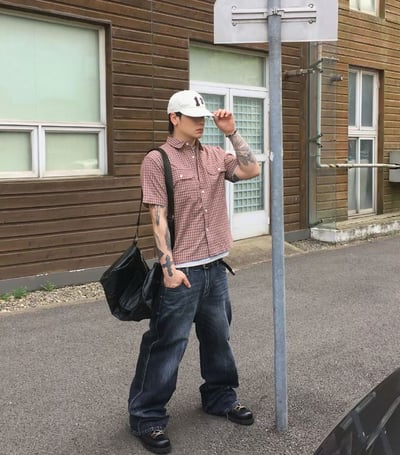 短版雙口袋格紋襯衫3