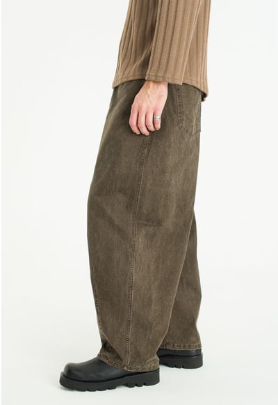 🇰🇷 ⭐ 弧線工裝水洗牛仔褲1