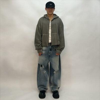 【🇰🇷】中磅毛巾布重水洗染色 Boxy 短版連帽夾克1