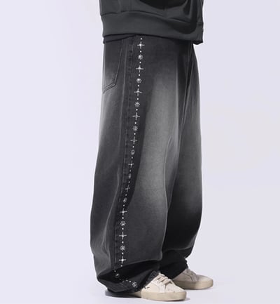 Stud Line Balloon Denim Pants 側邊鉚釘牛仔褲12