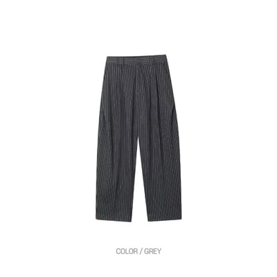 直條細紋高級闊腿西褲11