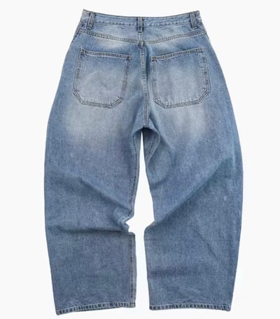 【fuchun】【🇰🇷】不均勻 淺刷色 刀割 破壞 水洗 寬版 牛仔褲12