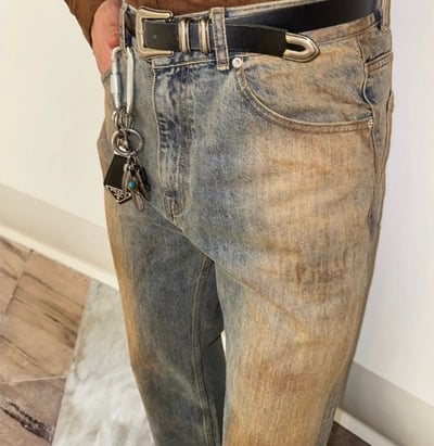 dirtyfit鏽漬印染做舊水洗直筒牛仔褲3