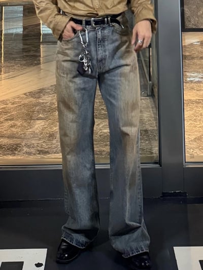 dirtyfit鏽漬印染做舊水洗直筒牛仔褲4