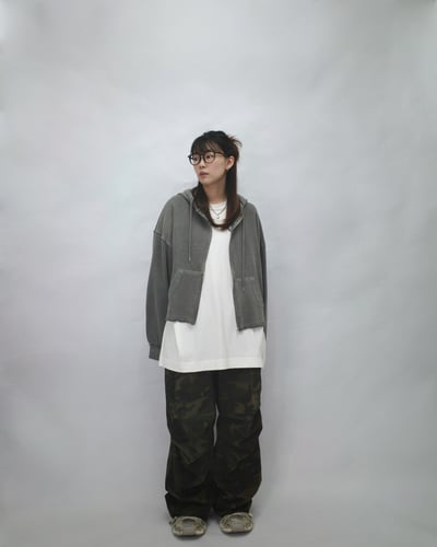 【🇰🇷】中磅毛巾布重水洗染色 Boxy 短版連帽夾克4