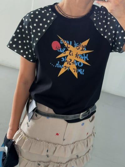 韓國🇰🇷星星復古插肩短袖TEE6