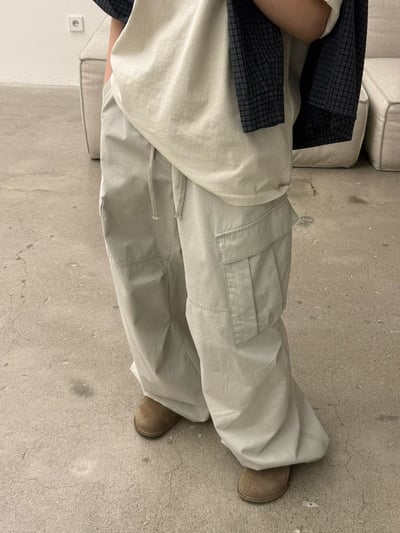 高階斜褶口袋工裝街頭休閒褲2