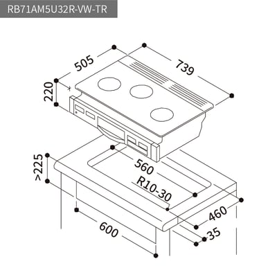 爐連烤防漏玻璃三口爐-RB71AM5U32R-VW-TR2