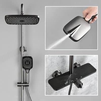 DE.系列 - 石紋板設計鐵灰黑色淋浴花灑 /  DK-1098521