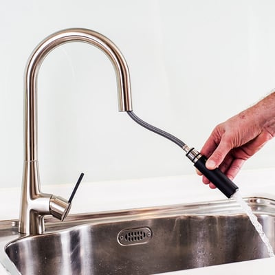 FLEAKER廚房無鉛伸縮龍頭-絲光鍍鎳 - EA-211-N4