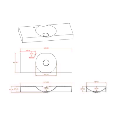 IDEAVIT - 白色平光霧面人造石壁掛盆 - WA1510020787