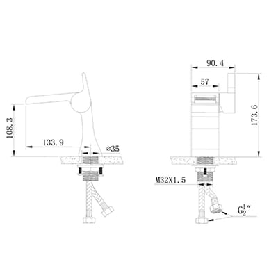 義大利 KUDIA -瀑布出水面盆龍頭 - KD-57014