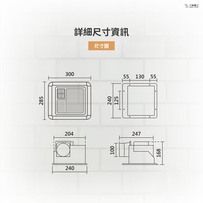 三晰電工 - 110V 暖心系列 三合一多功能換氣暖風機  (21*21標準開孔型)5